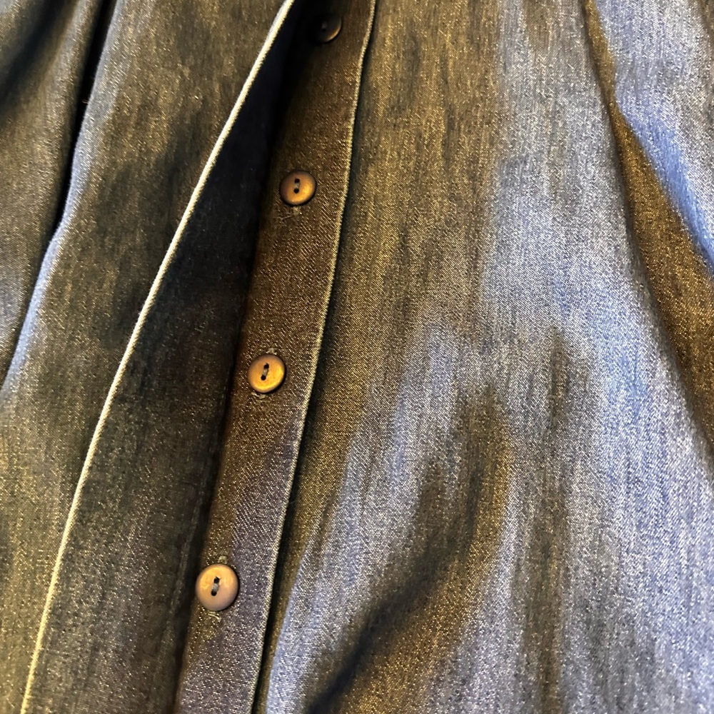 Talbots 12pet long sleeve coastal cowgirl button down chambray midi/maxi dress - Picture 6 of 12